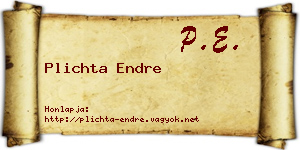 Plichta Endre névjegykártya
